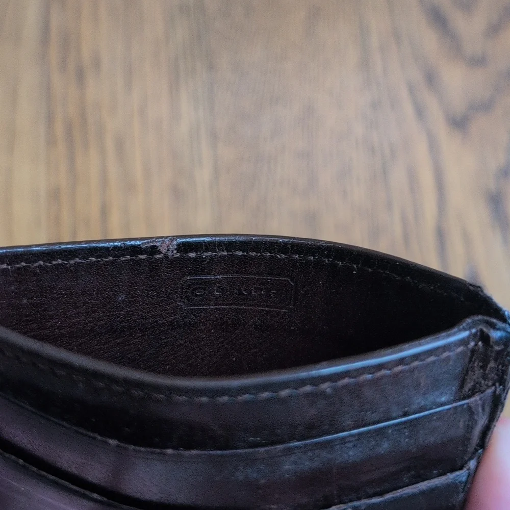 Vintage Coach Wallet Men's Card Case Dark Brown Leather Wallet